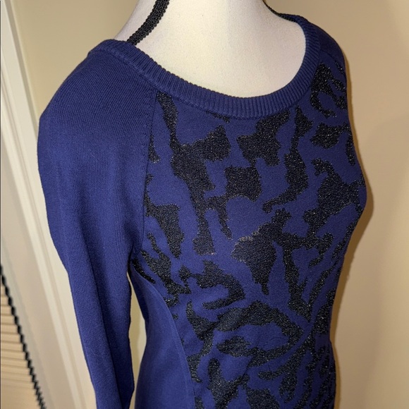 Reitmans Sweater Dress Purple with Black Embellishments Crew Neck Women's Size M - Picture 4 of 12